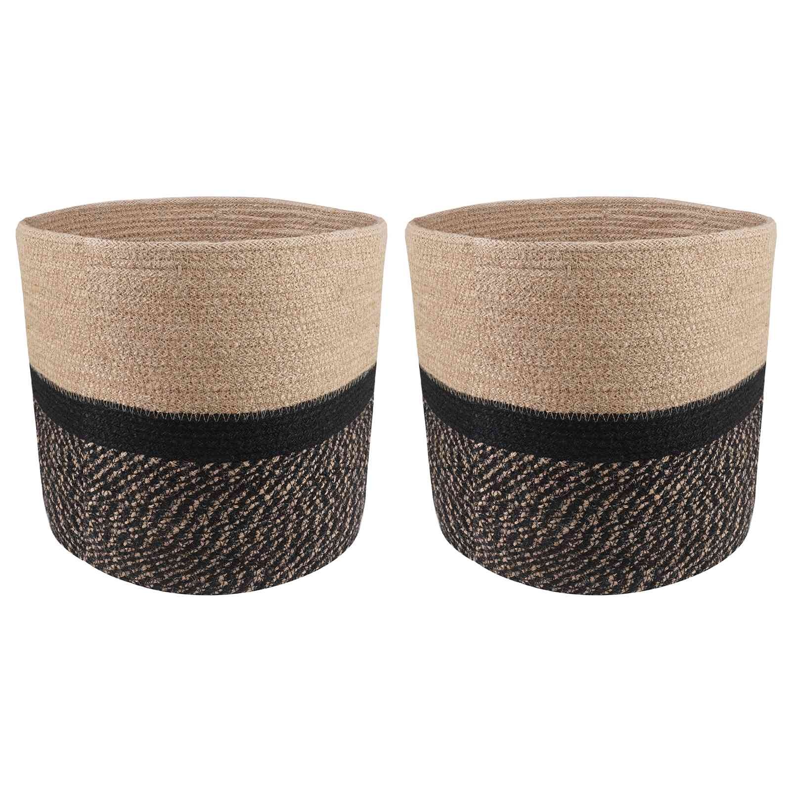 vidaXL Plantenpot Set 2 st Naturel en Zwart Ø 28 x 28 cm