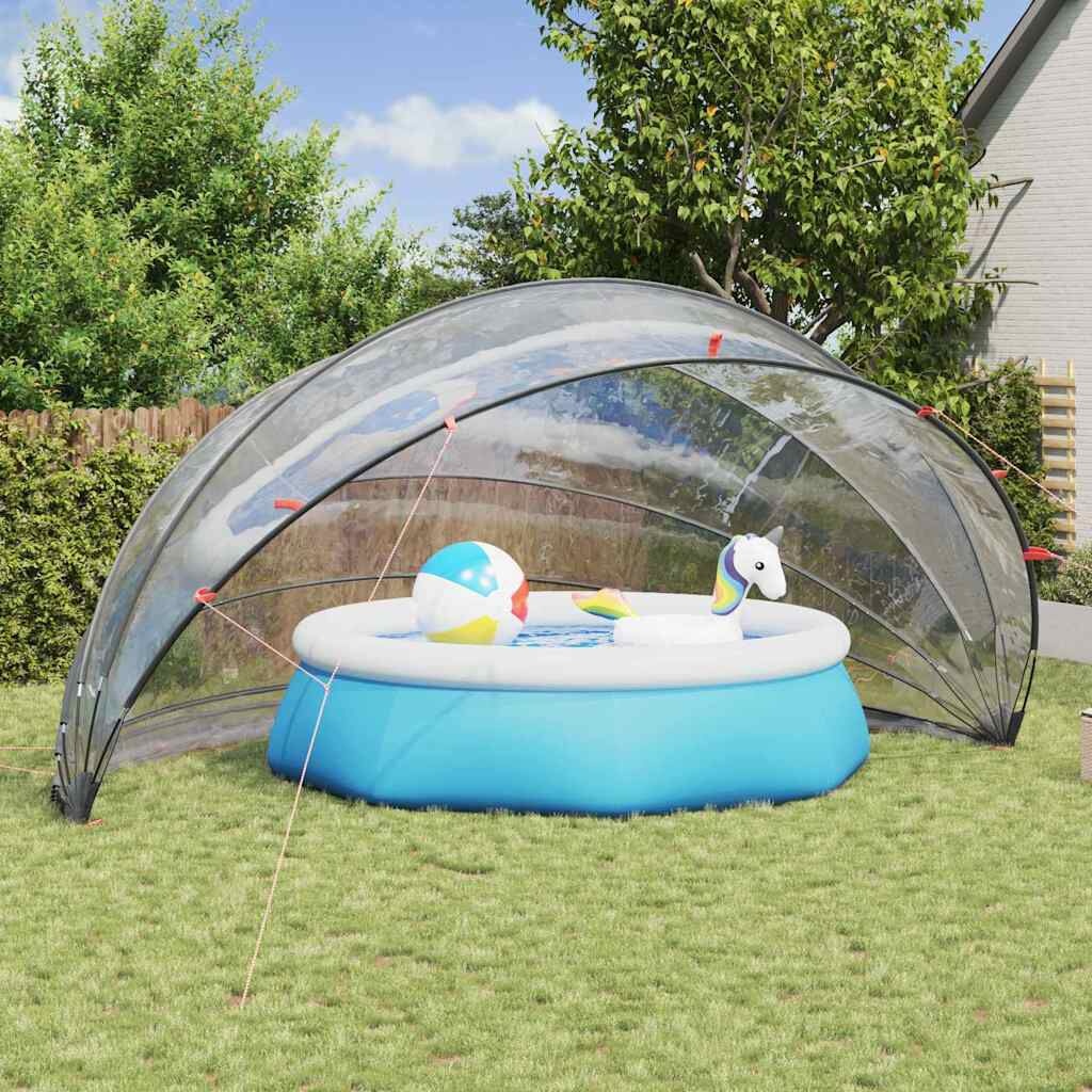 vidaXL Pooldome 592 x 590 x 275 cm PVC Doorzichtig