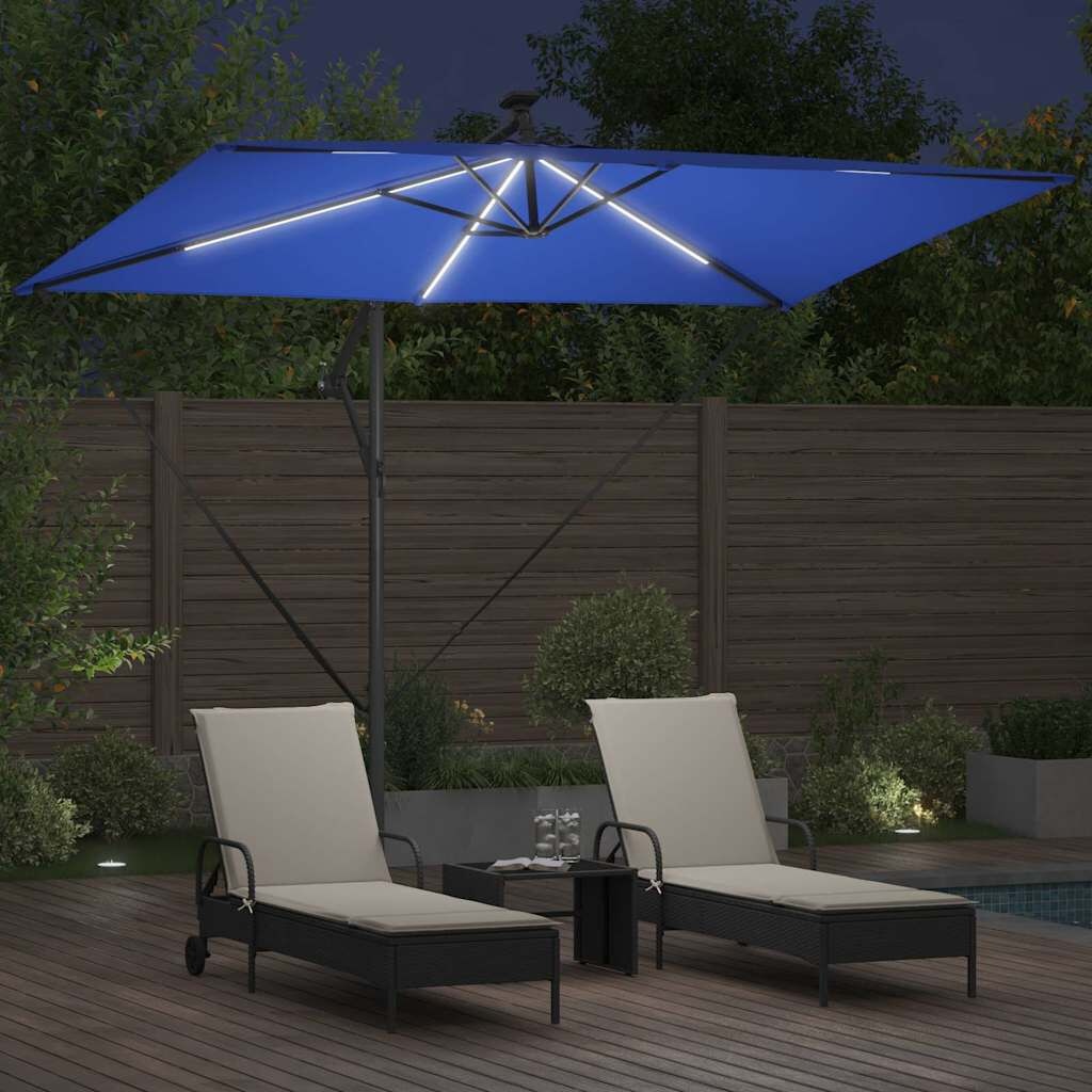 vidaXL Parasol 294 x 200 x 270 cm Polyester en Aluminium Azuurblauw