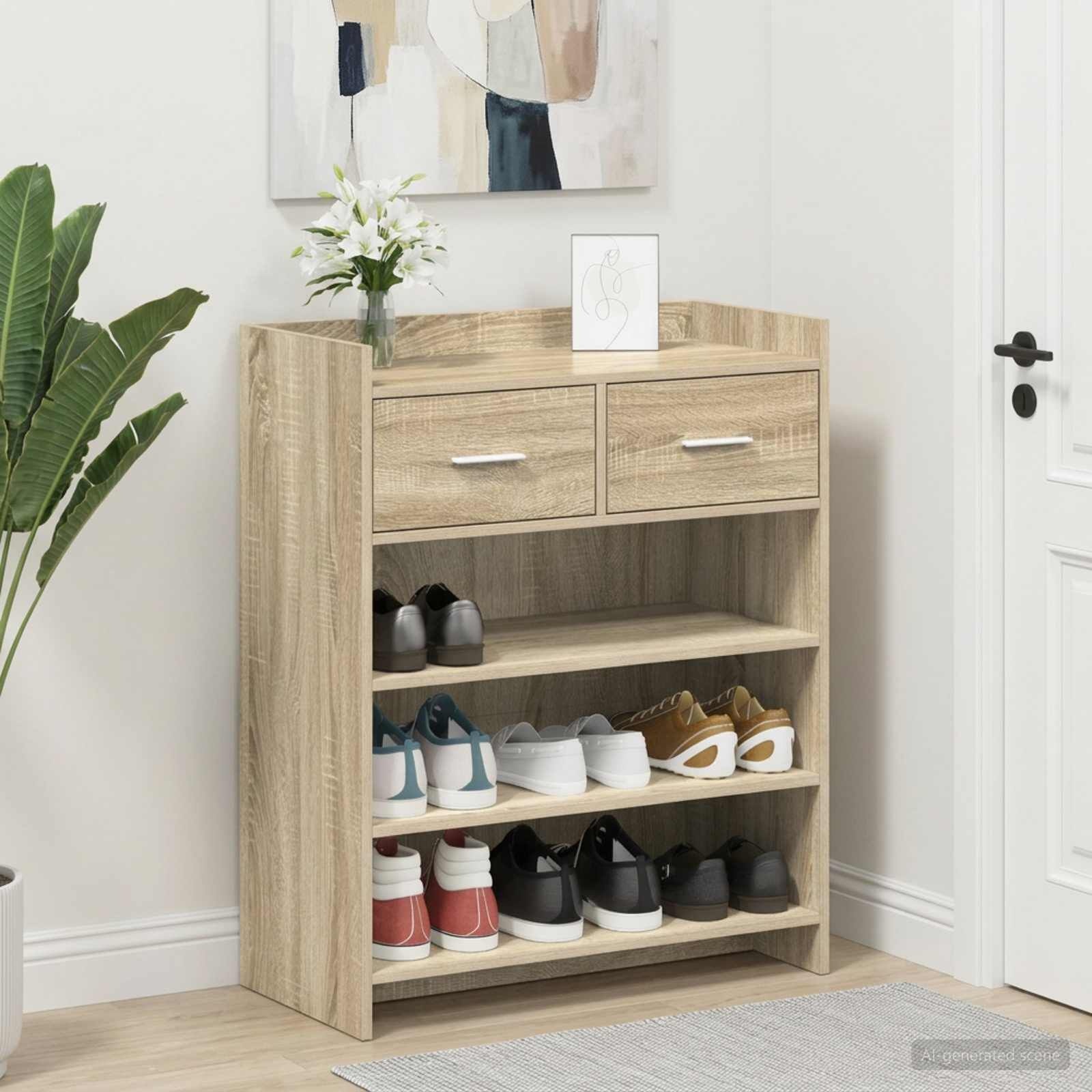 vidaXL Schoenenkast 73,5 x 36 x 92 cm Bewerkt hout Sonoma Eiken