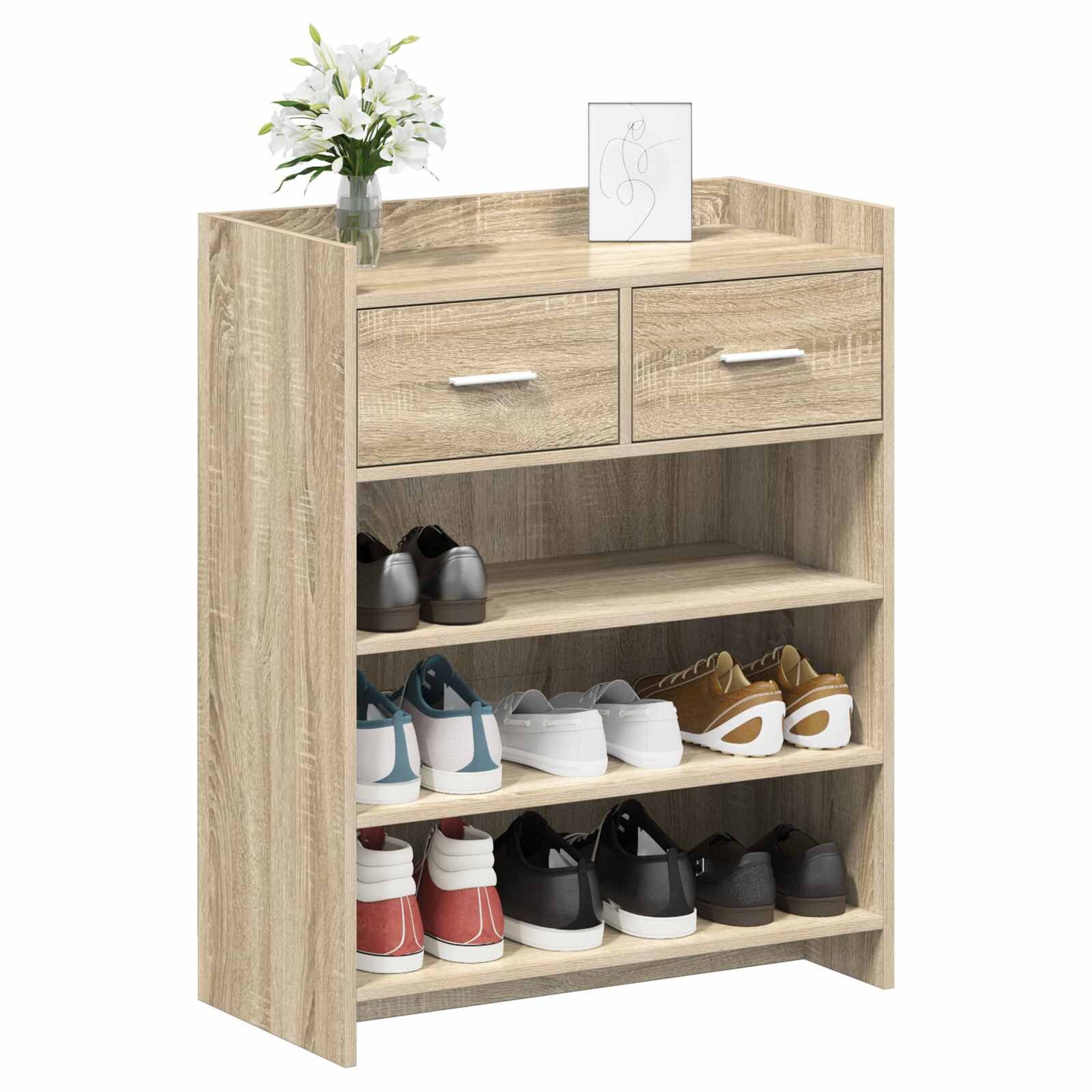 vidaXL Schoenenkast 73,5 x 36 x 92 cm Bewerkt hout Sonoma Eiken