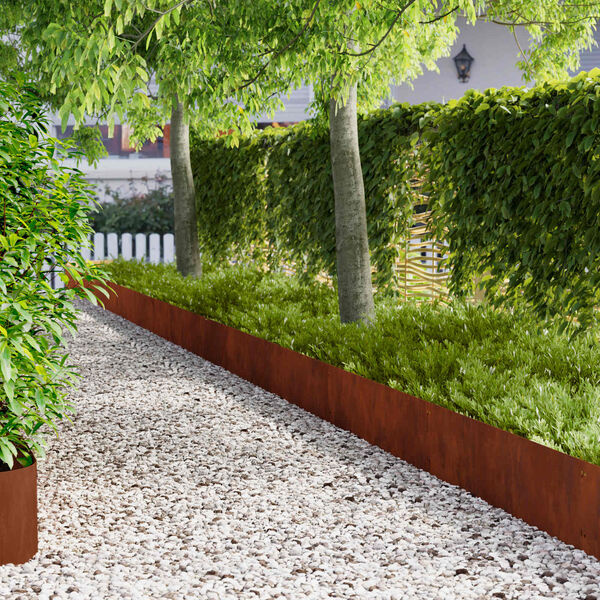 vidaXL Gazonrand 10 st 103 x 30 cm Weathering Steel Roestkleurig