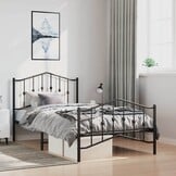vidaXL Bedframe met hoofd- en voeteneinde metaal zwart 100x190 cm