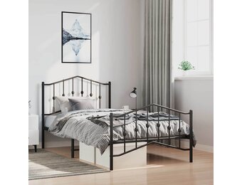 vidaXL Bedframe met hoofd- en voeteneinde metaal zwart 100x190 cm