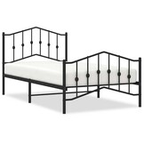 vidaXL Bedframe met hoofd- en voeteneinde metaal zwart 100x190 cm