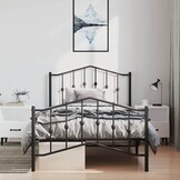 vidaXL Bedframe met hoofd- en voeteneinde metaal zwart 100x190 cm