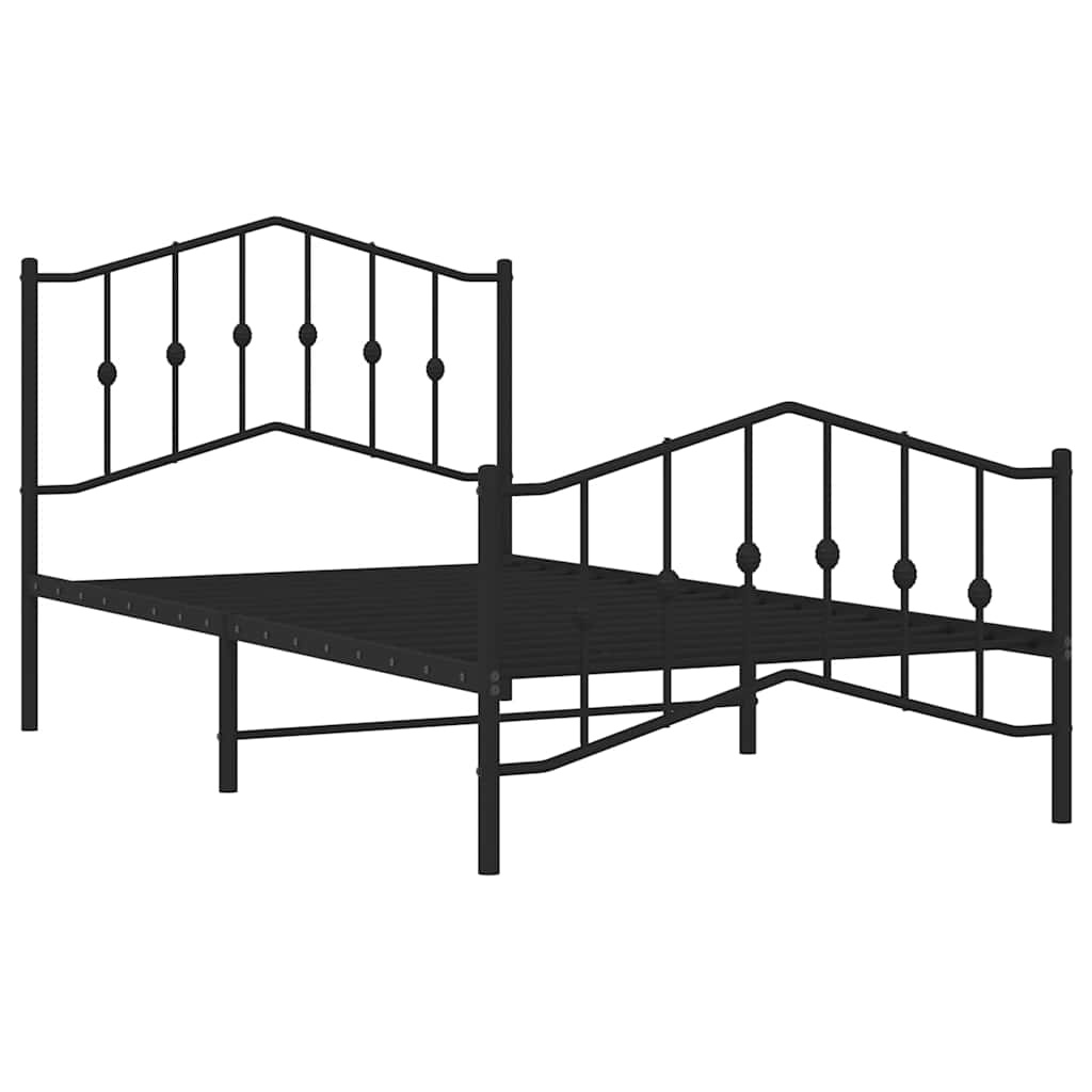 vidaXL Bedframe met hoofd- en voeteneinde metaal zwart 100x190 cm