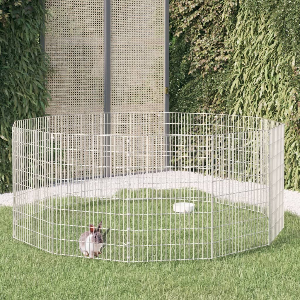vidaXL Dierenverblijf 12 panelen 54x80 cm gegalvaniseerd ijzer