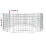 vidaXL Dierenverblijf 12 panelen 54x80 cm gegalvaniseerd ijzer
