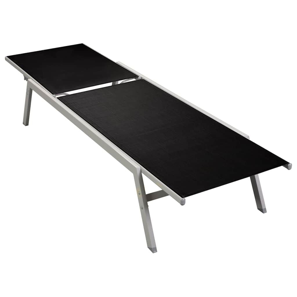 vidaXL Ligbed Staal Textileen Zwart Grijs XL 29% Korting