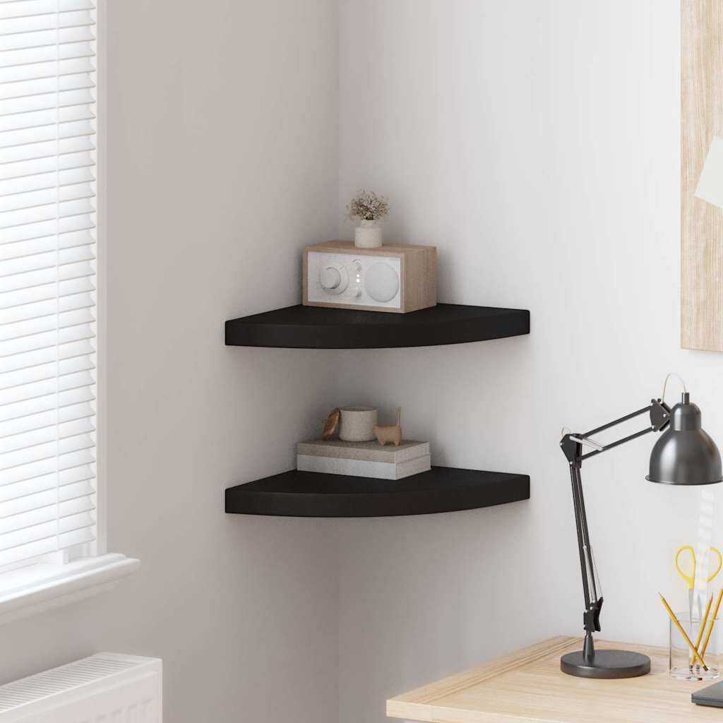 vidaXL Hoekschappen zwevend 2 st 35x35x3,8 cm MDF zwart