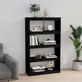 vidaXL Boekenkast/kamerscherm 80x30x135,5 cm massief grenenhout zwart