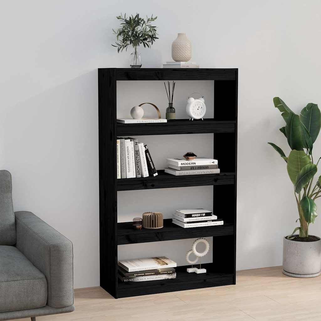 vidaXL Boekenkast/kamerscherm 80x30x135,5 cm massief grenenhout zwart