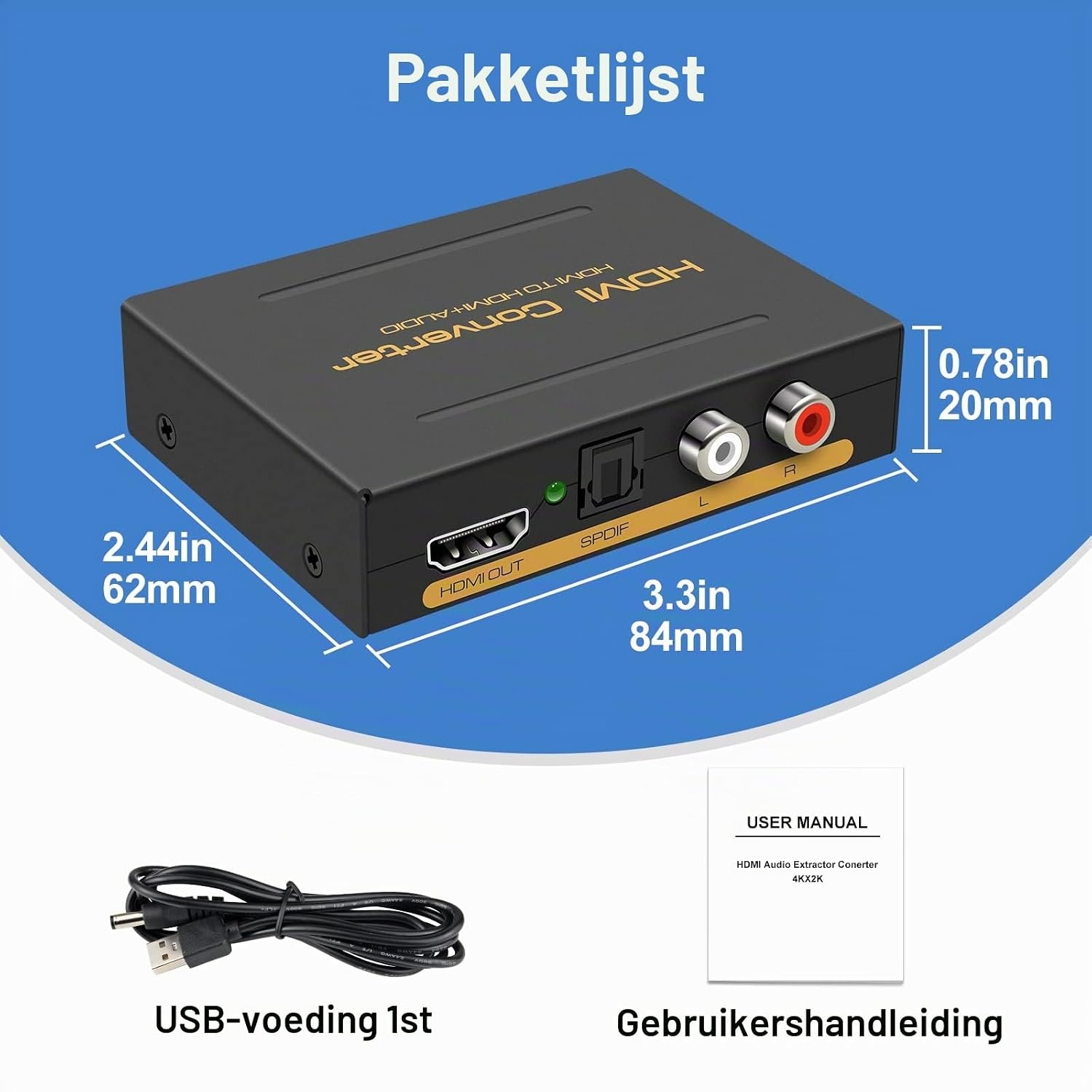 HDMI Audio Extractor 4K 30Hz Zwart | Optisch & 3.5mm RCA | 31% Korting