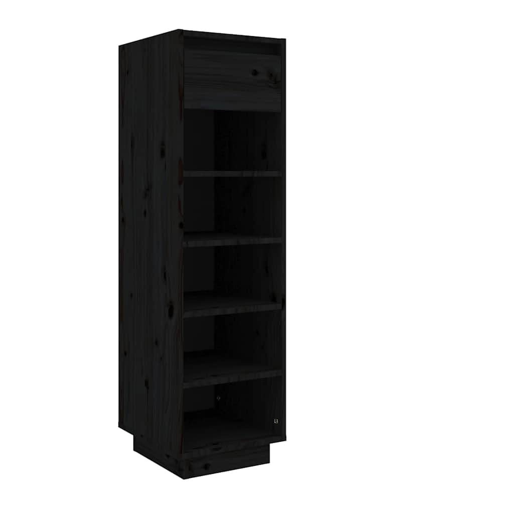 vidaXL Schoenenkast 30x34x105 cm massief grenenhout zwart