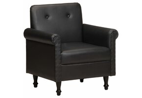 VidaXL Kuipstoel Echt Leer Zwart - 35% Korting