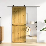 vidaXL Schuifdeur CORONA 80 x 210 cm Massief grenenhout HoningBruin