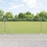 vidaXL Hekpaal met betonnen voet 7 st zilver Gepoedercoat staal