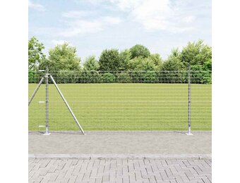 vidaXL Hekpaal met betonnen voet 7 st zilver Gepoedercoat staal