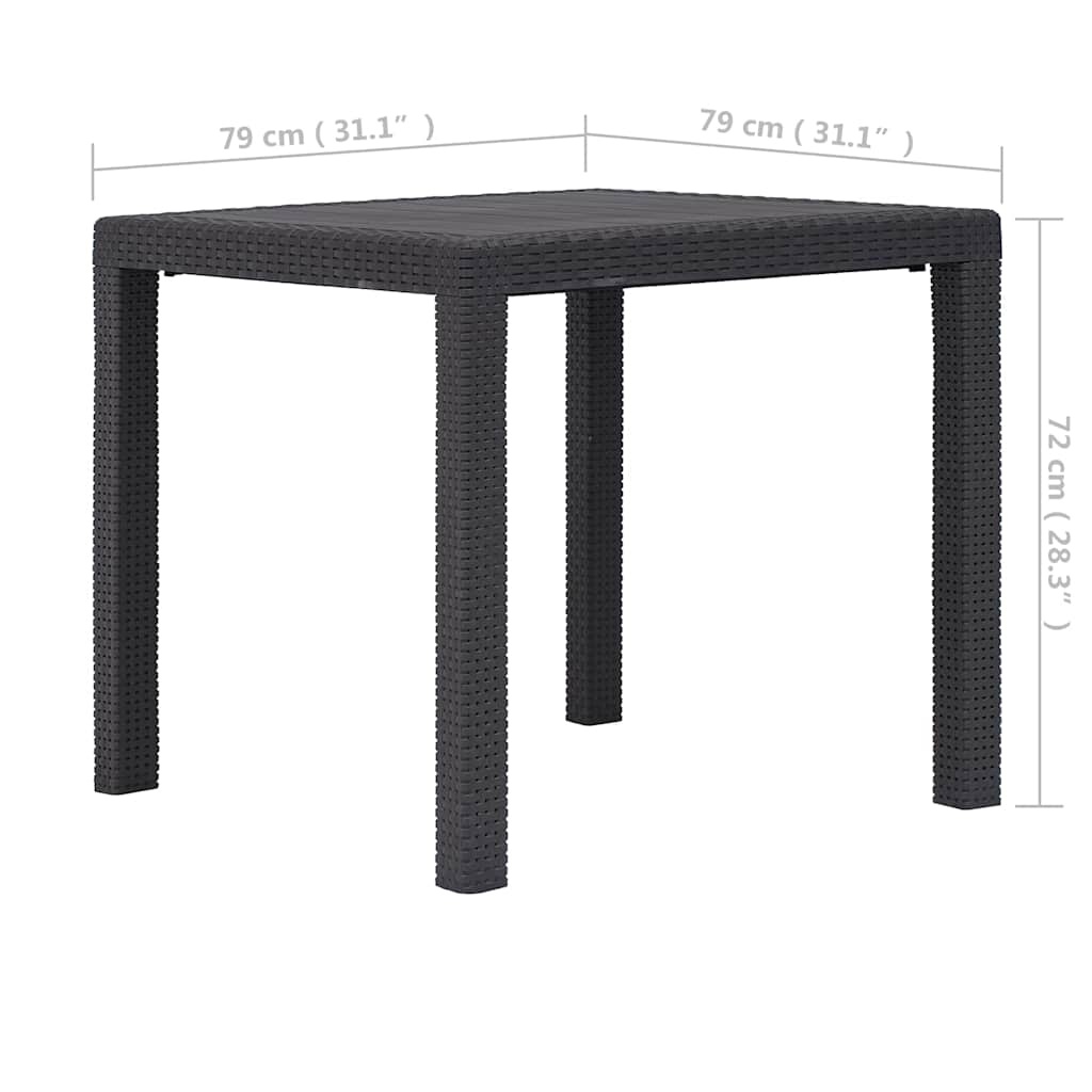 vidaXL Tuintafel 79x79x72 cm rattan-look kunststof bruin