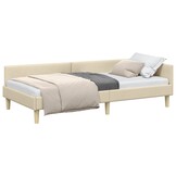 vidaXL Hoekbedframe Crème 90 x 190 cm Stof