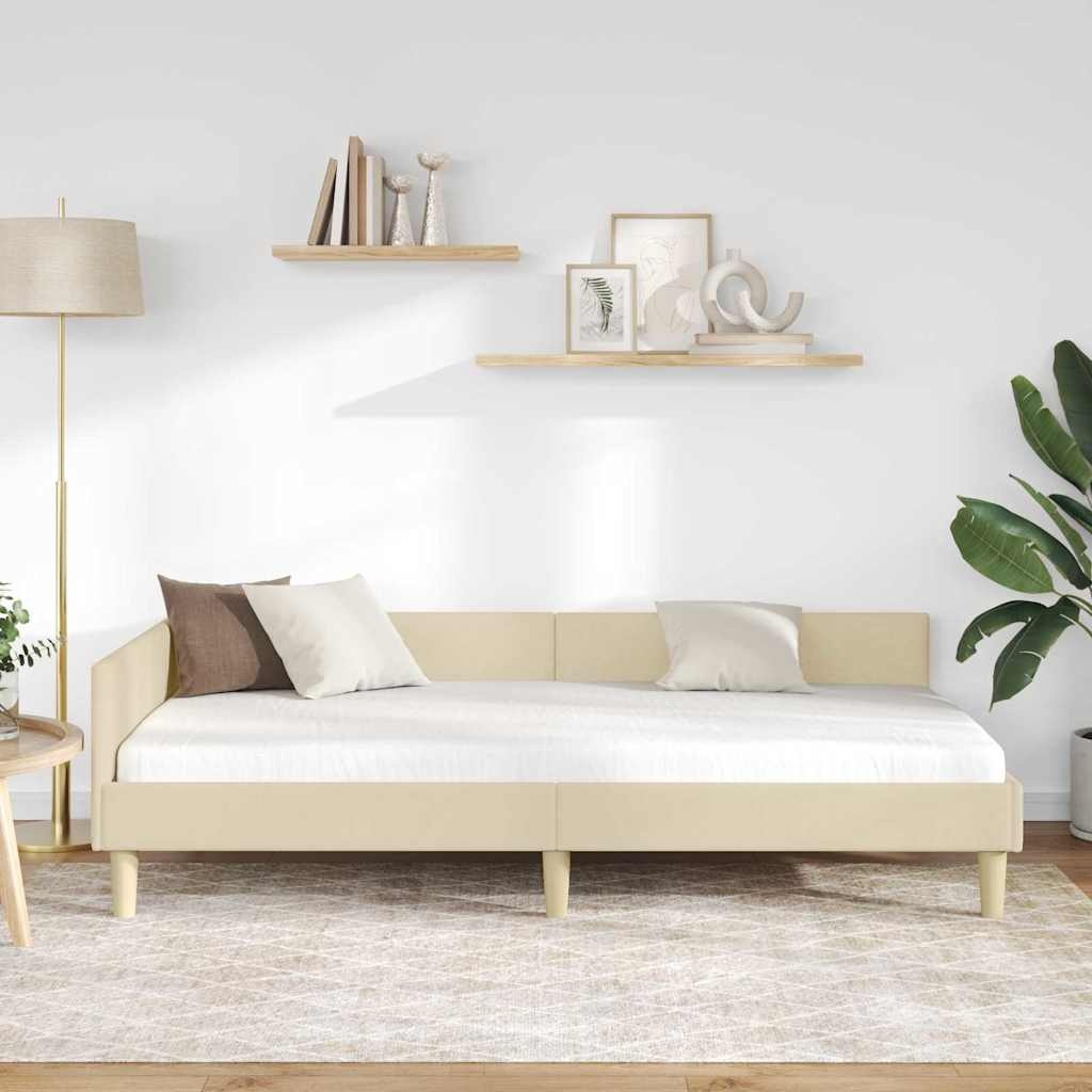 vidaXL Hoekbedframe Crème 90 x 190 cm Stof