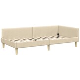 vidaXL Hoekbedframe Crème 90 x 190 cm Stof