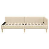 vidaXL Hoekbedframe Crème 90 x 190 cm Stof