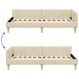 vidaXL Hoekbedframe Crème 90 x 190 cm Stof