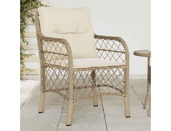 vidaXL Tuinstoelen 2 st met kussens poly rattan beige