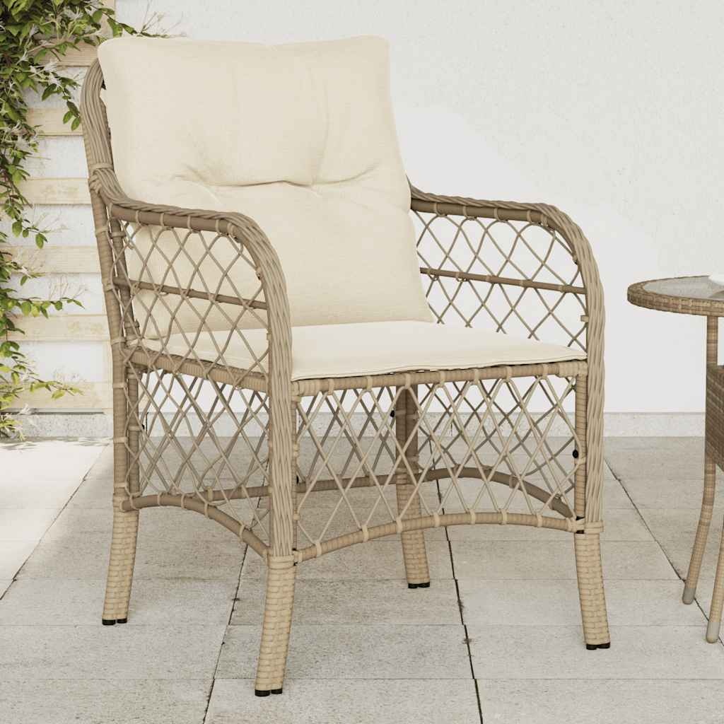 vidaXL Tuinstoelen 2 st met kussens poly rattan beige