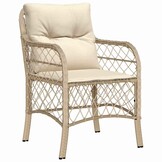 vidaXL Tuinstoelen 2 st met kussens poly rattan beige