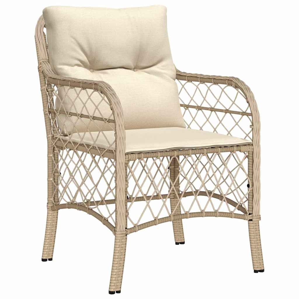 vidaXL Tuinstoelen 2 st met kussens poly rattan beige
