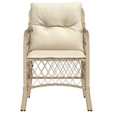 vidaXL Tuinstoelen 2 st met kussens poly rattan beige