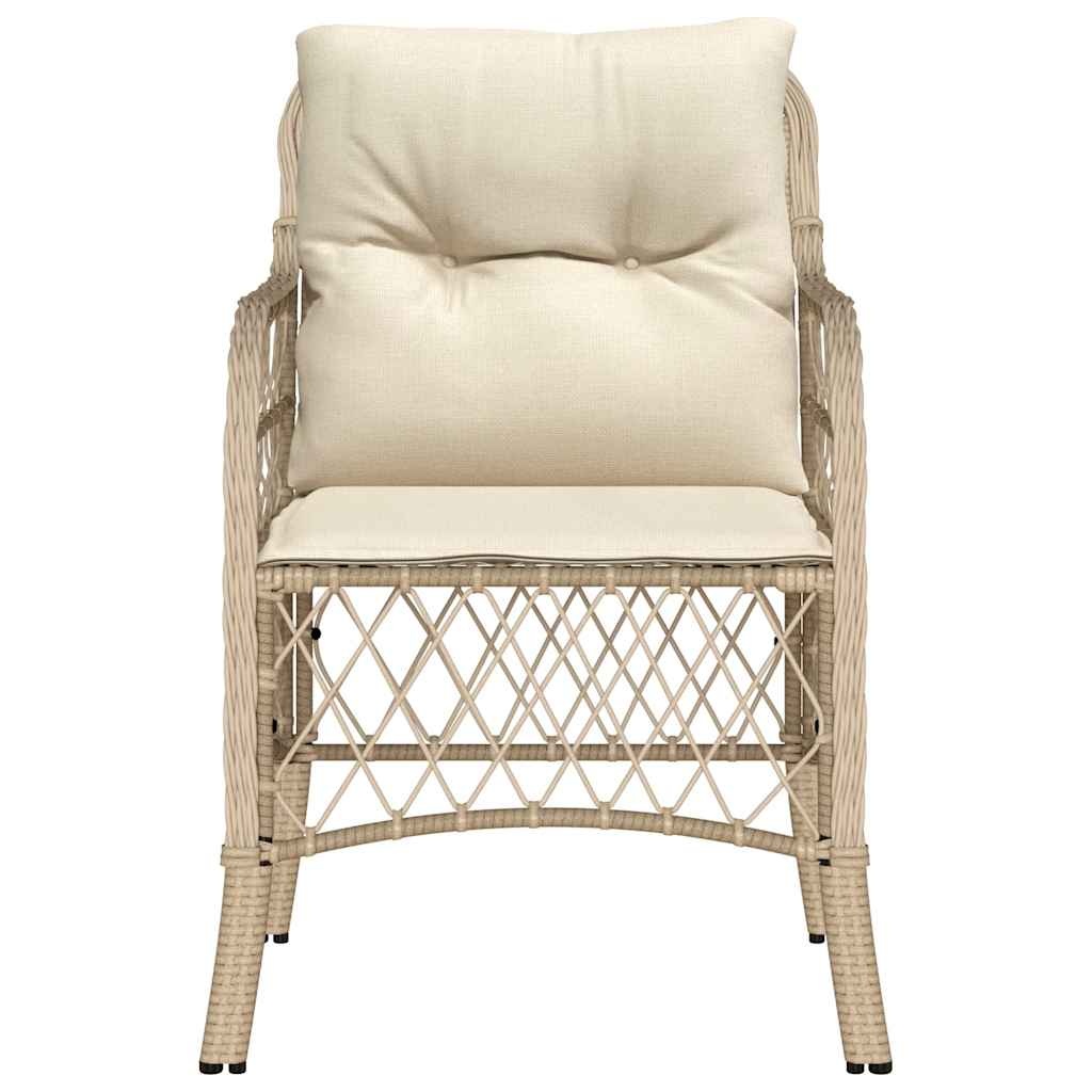vidaXL Tuinstoelen 2 st met kussens poly rattan beige