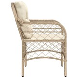 vidaXL Tuinstoelen 2 st met kussens poly rattan beige