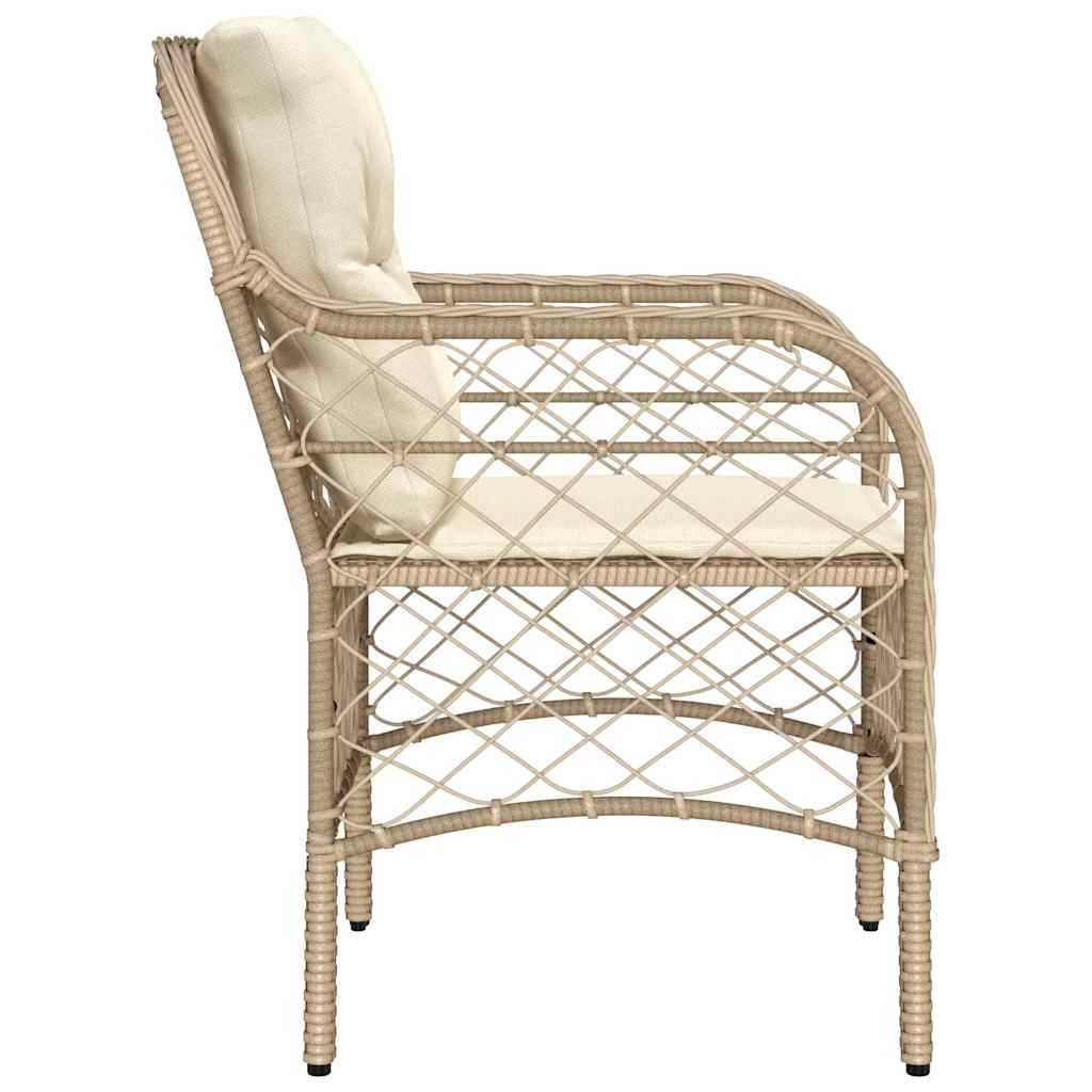 vidaXL Tuinstoelen 2 st met kussens poly rattan beige
