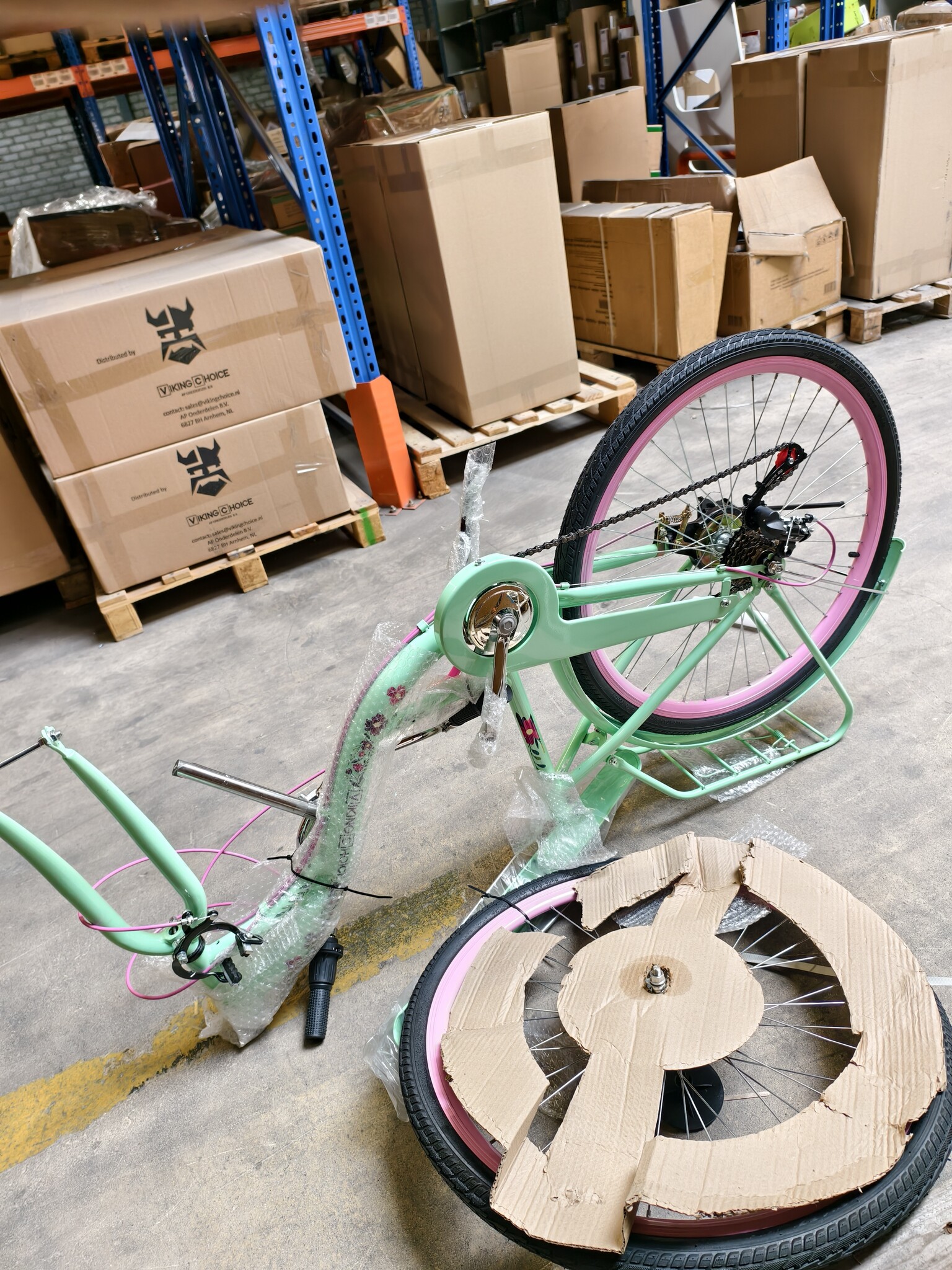 Meisjesfiets 26 inch - 7 versnellingen - mintgroen met roze