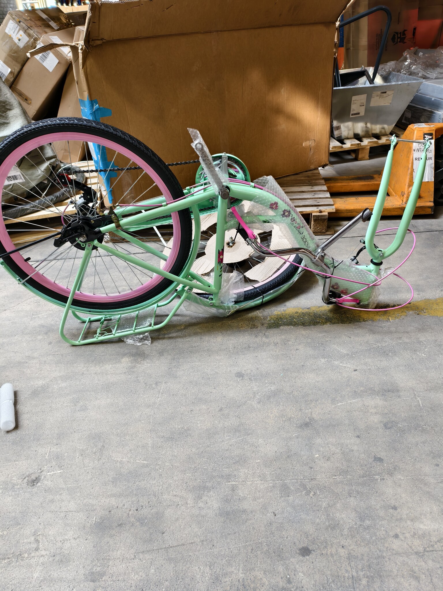 Meisjesfiets 26 inch - 7 versnellingen - mintgroen met roze
