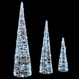 vidaXL Kerstboom 3 st 90 LED's Koudwit 20 x 20 x 80 cm Acryl
