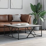 vidaXL Salontafel 100x100x40 cm bewerkt hout grijs sonoma eikenkleurig