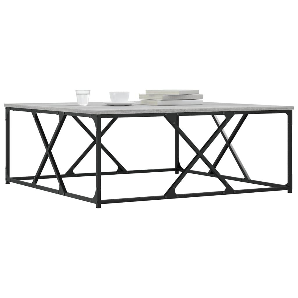 vidaXL Salontafel 100x100x40 cm bewerkt hout grijs sonoma eikenkleurig