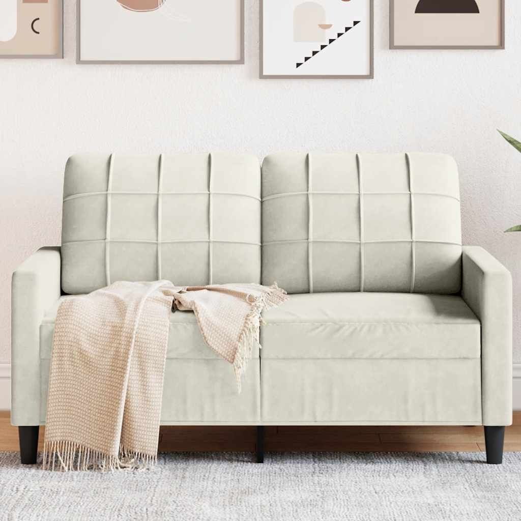 vidaXL Tweezitsbank 120 cm fluweel crèmekleurig