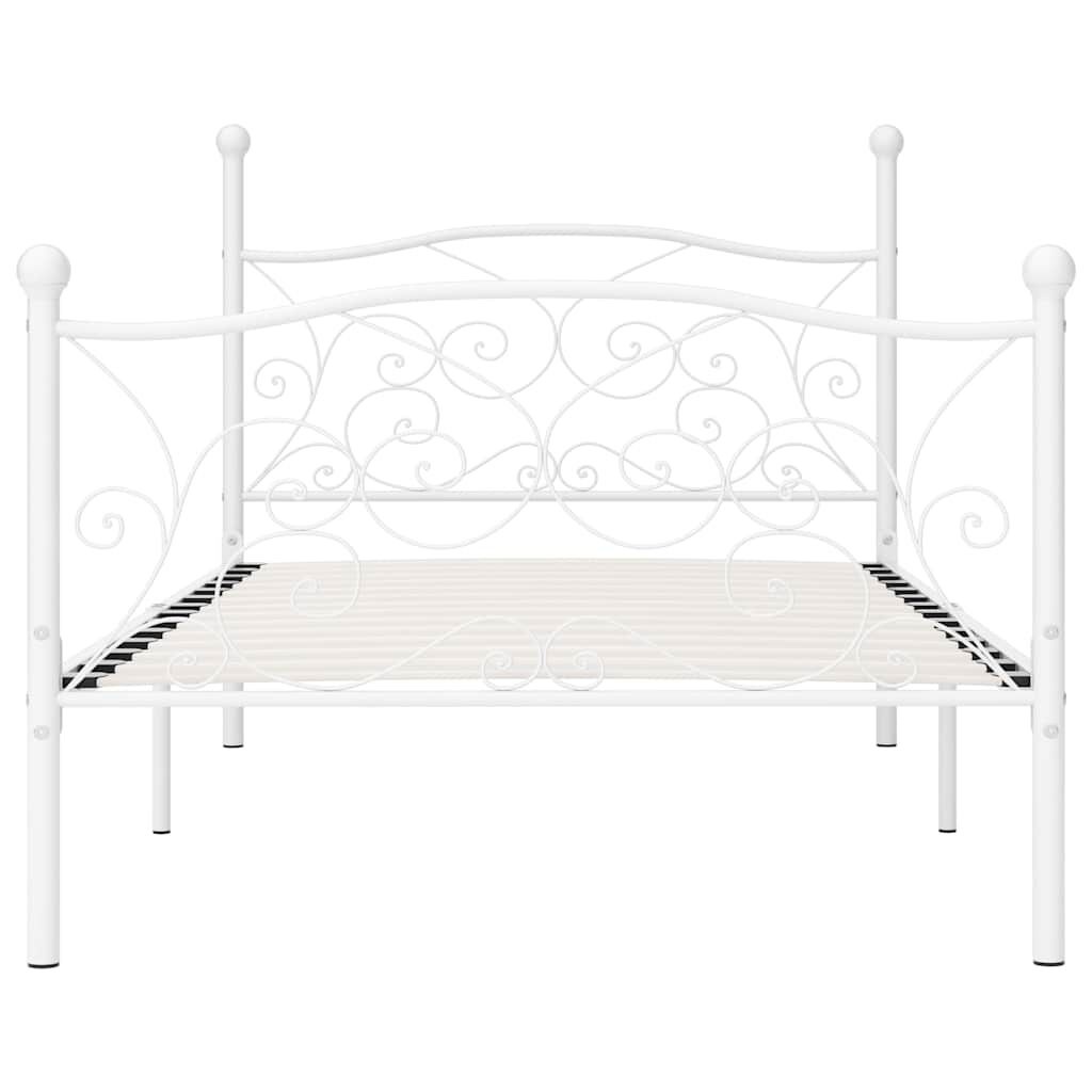 vidaXL Bedframe met lattenbodem metaal wit 90x200 cm
