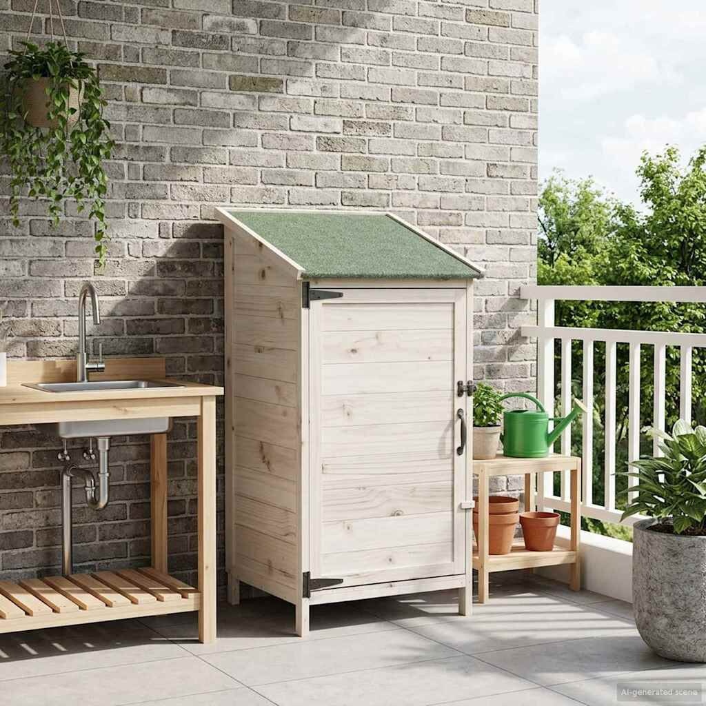 vidaXL Tuinschuur Wit 59,5 x 56 x 113,5 cm Massief Vurenhout