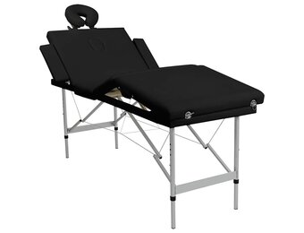 vidaXL Massagetafel met 4 zones inklapbaar aluminum frame zwart
