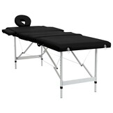 vidaXL Massagetafel met 4 zones inklapbaar aluminum frame zwart