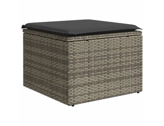 vidaXL Tuinkruk met kussen 55x55x37 cm poly rattan grijs