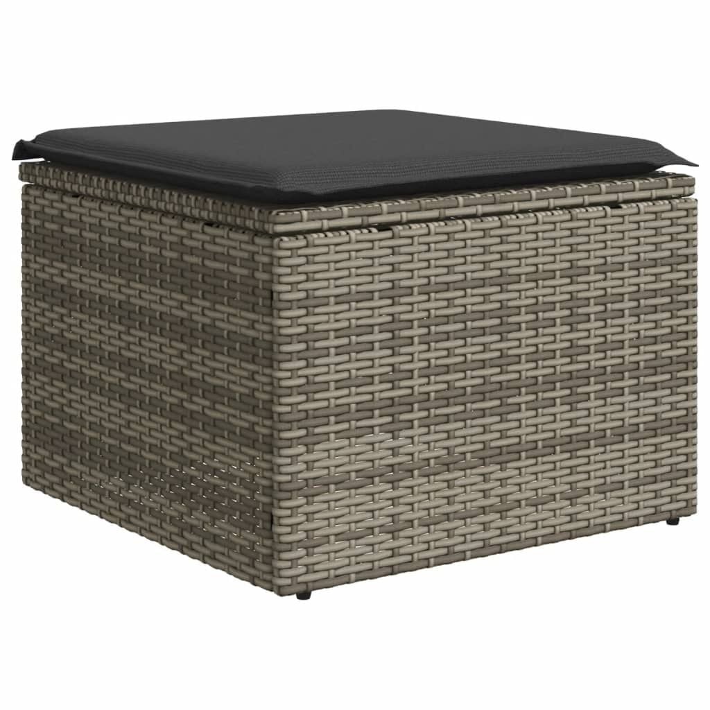 vidaXL Tuinkruk met kussen 55x55x37 cm poly rattan grijs