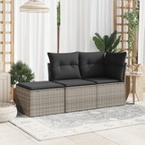 vidaXL Tuinkruk met kussen 55x55x37 cm poly rattan grijs